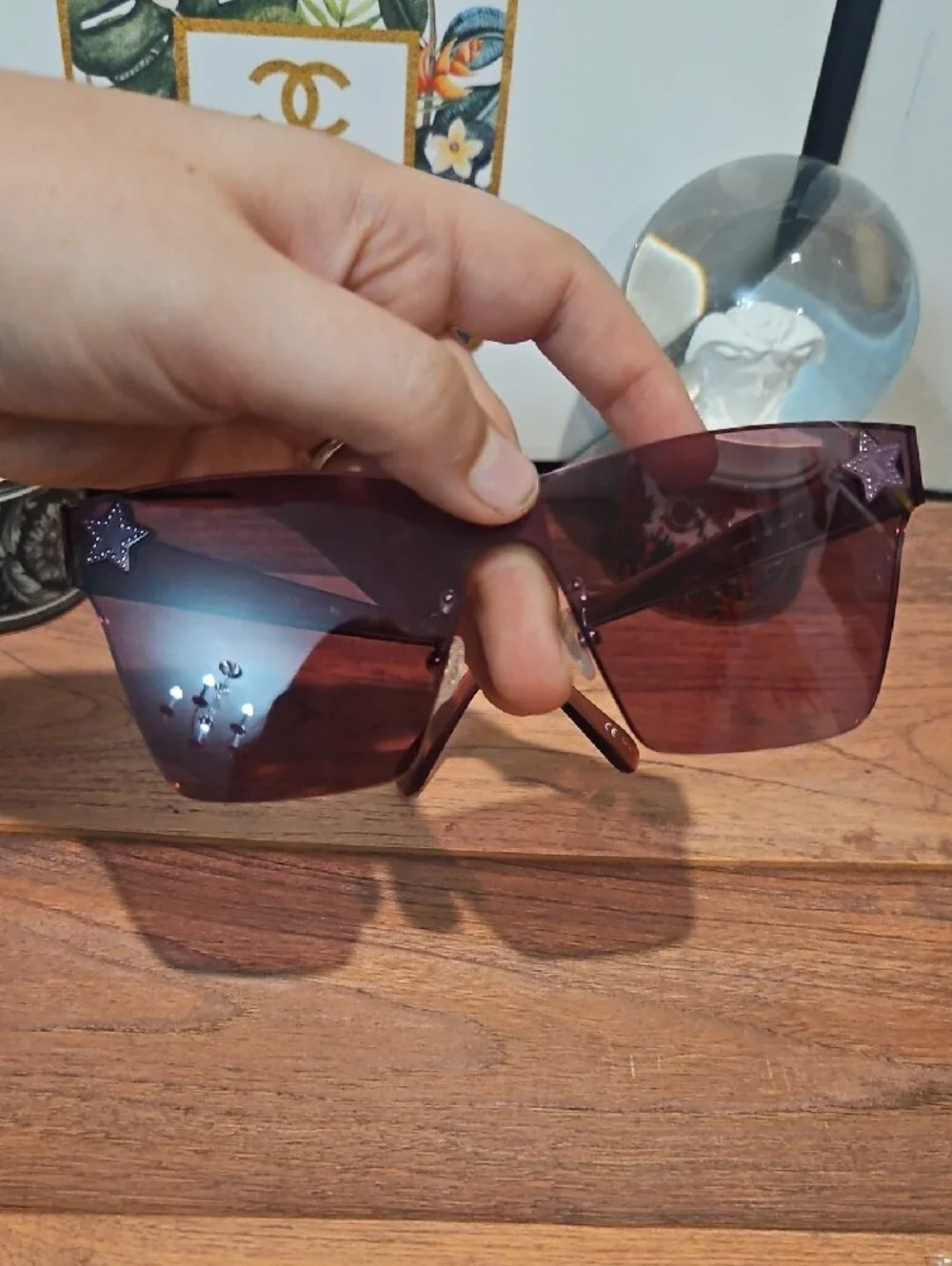 Stella McCartney Oversized Shield Sunglasses in Dark Burgundy